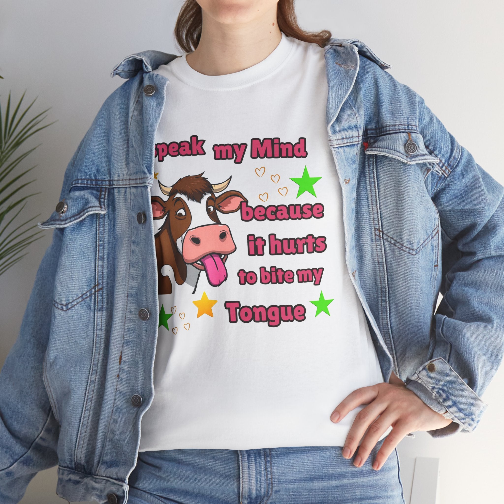 Funny Cow Graphic Tee – "I Speak My Mind Because It Hurts to Bite My Tongue" T‑Shirt