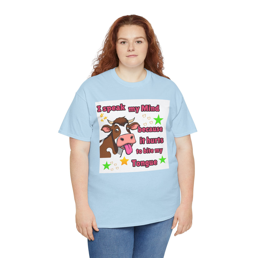 Funny Cow Graphic Tee – "I Speak My Mind Because It Hurts to Bite My Tongue" T‑Shirt