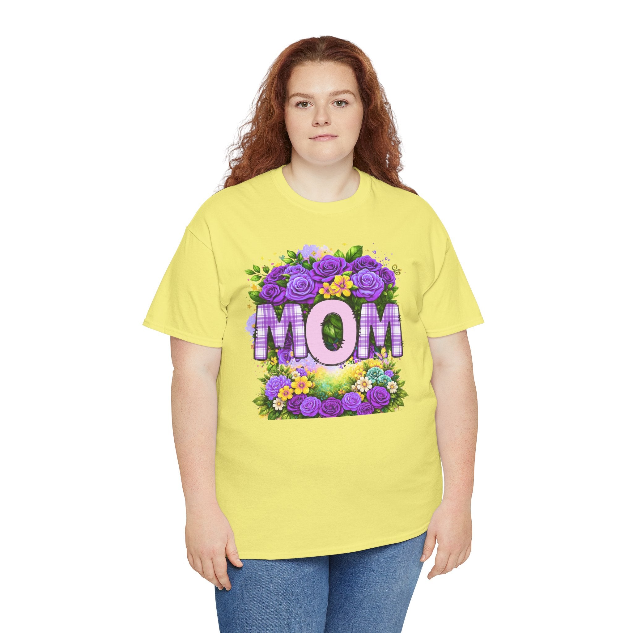 Mom Floral T-Shirt – Purple Roses "MOM" Gift for Mother’s Day