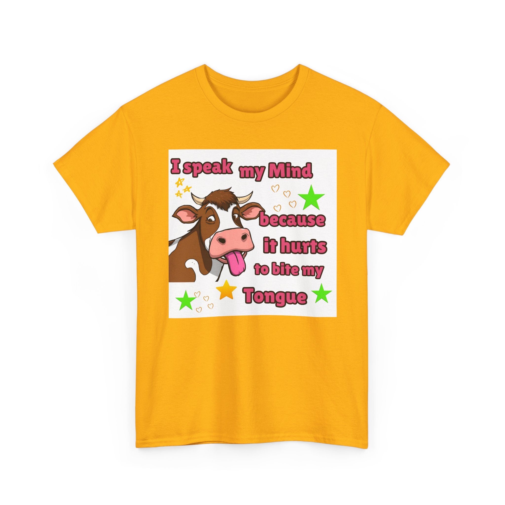Funny Cow Graphic Tee – "I Speak My Mind Because It Hurts to Bite My Tongue" T‑Shirt