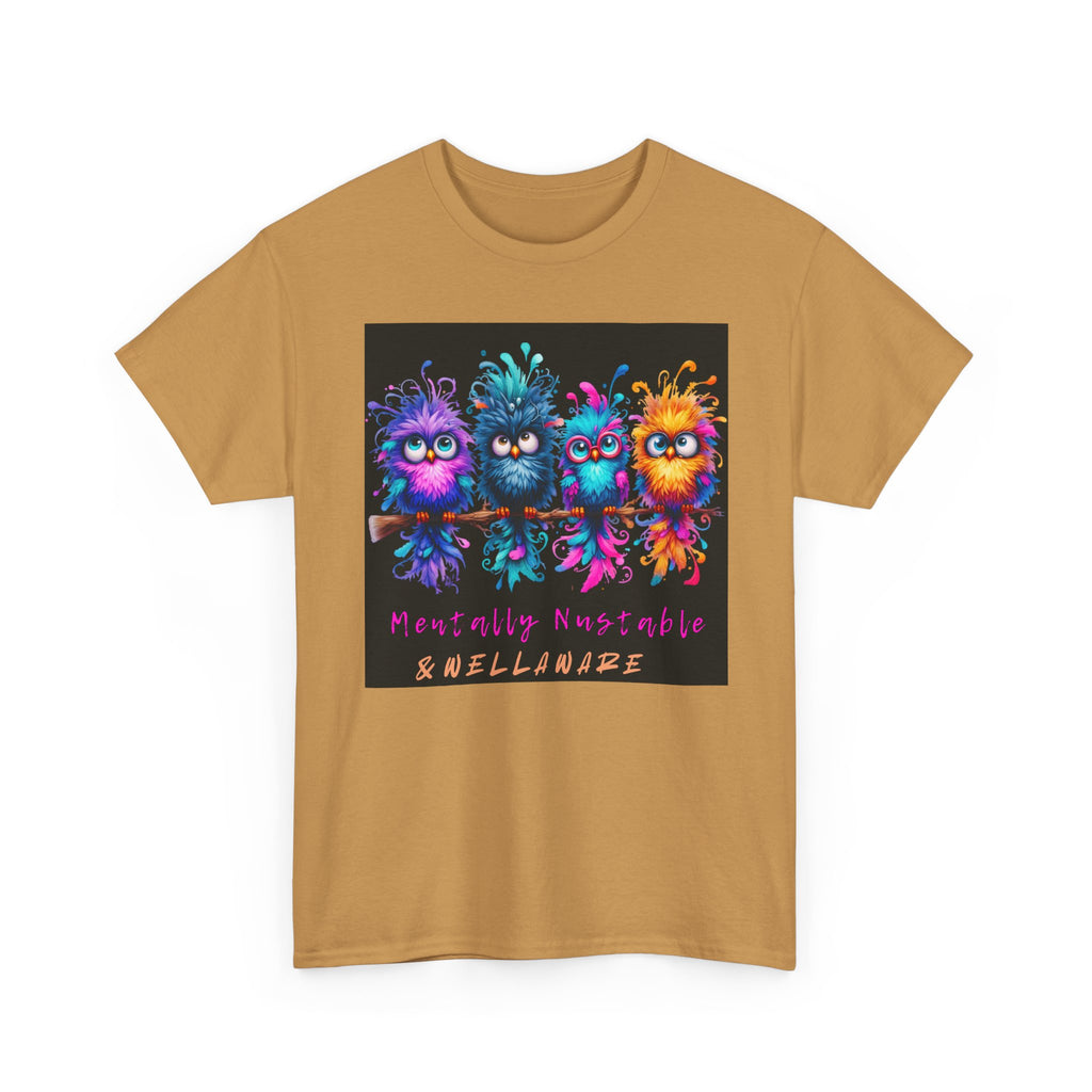 Cute Psychedelic Monster Tee — "Mentally Nourished" Colorful Fuzzy Creatures