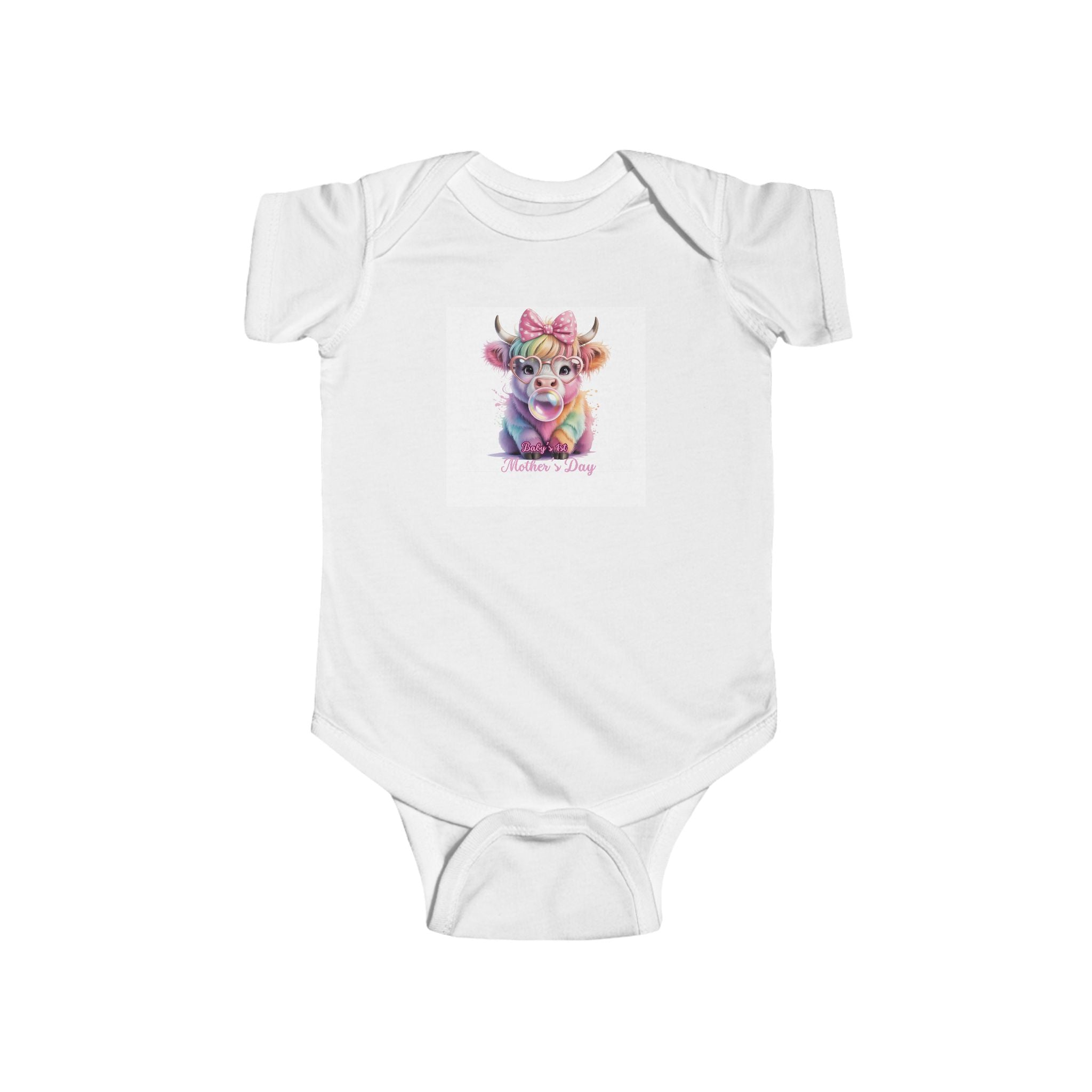 Cute Watercolor Cow Baby Bodysuit — "Moo I’m a Girl" Infant Onesie