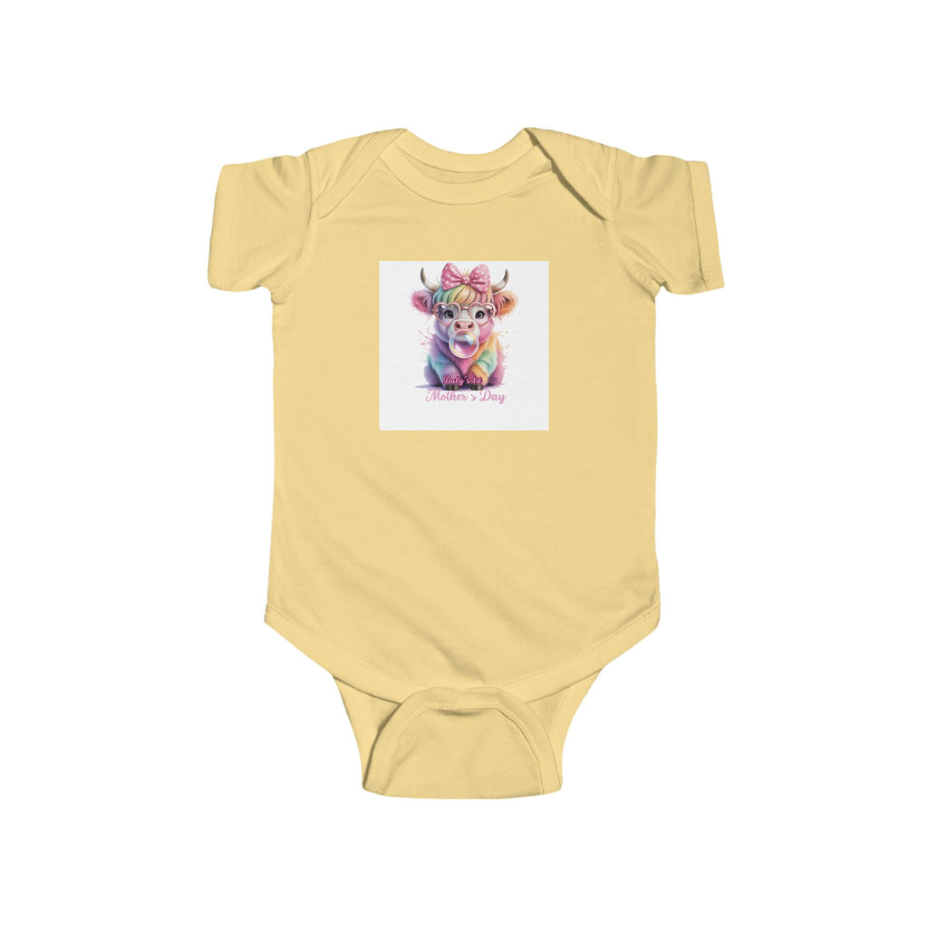 Cute Watercolor Cow Baby Bodysuit — "Moo I’m a Girl" Infant Onesie