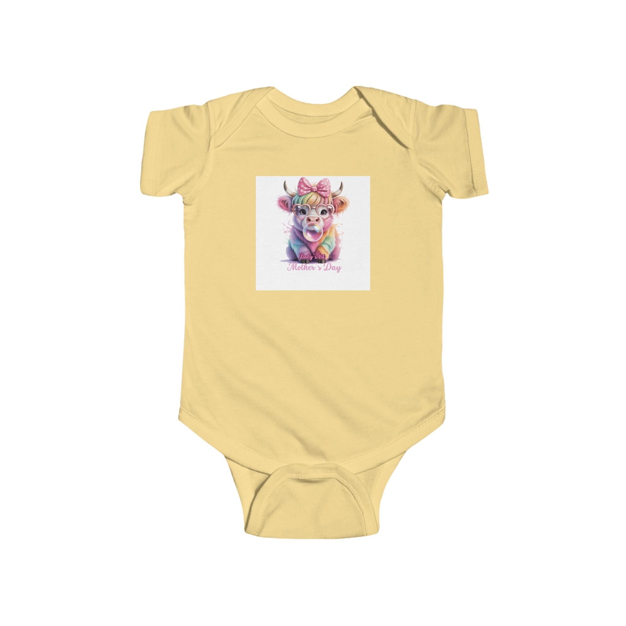 Cute Watercolor Cow Baby Bodysuit — "Moo I’m a Girl" Infant Onesie
