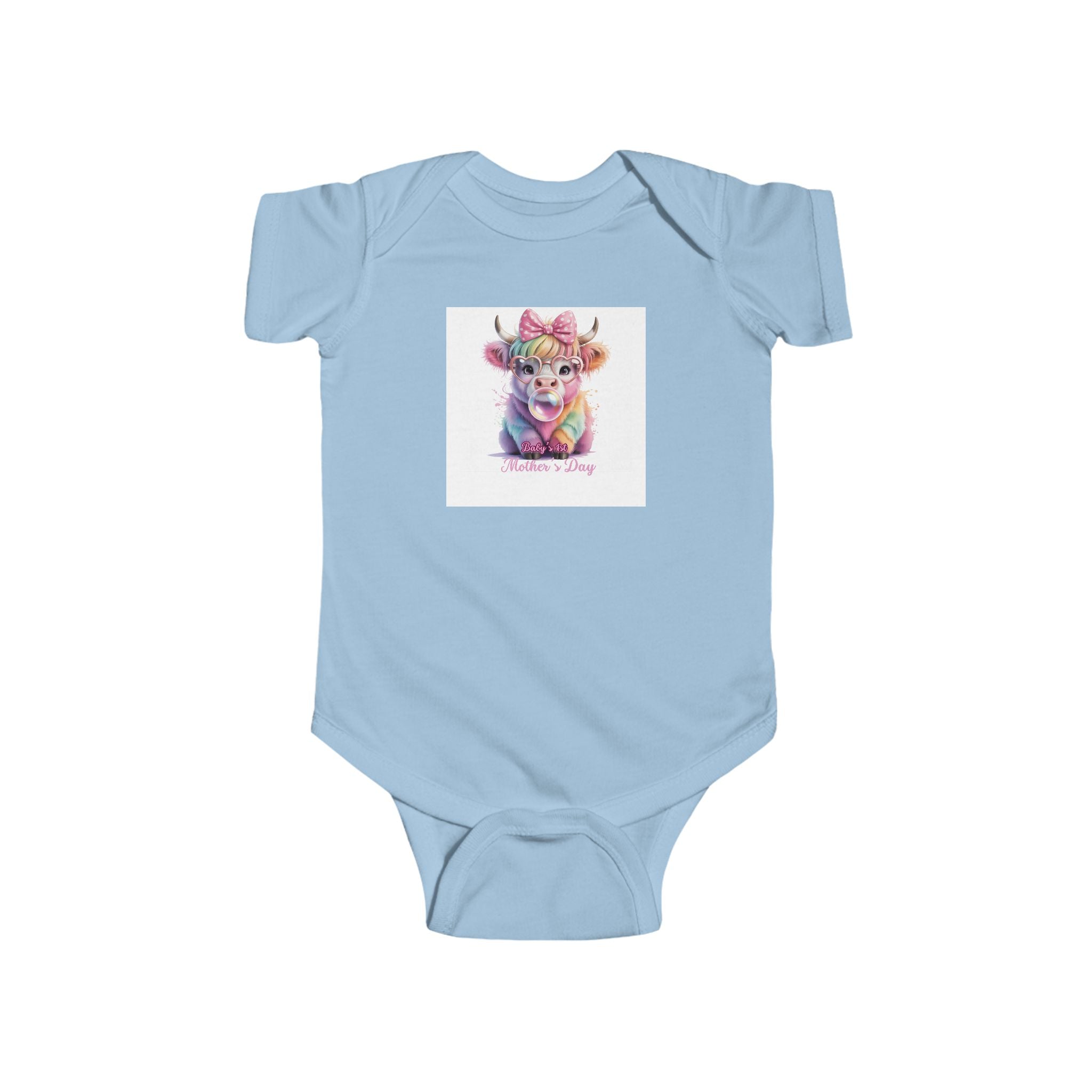 Cute Watercolor Cow Baby Bodysuit — "Moo I’m a Girl" Infant Onesie