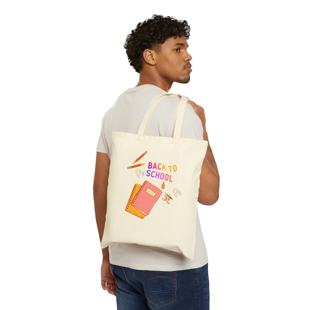 Back to School Canvas Tote — Student Notebook & Pencil Eco Shopper