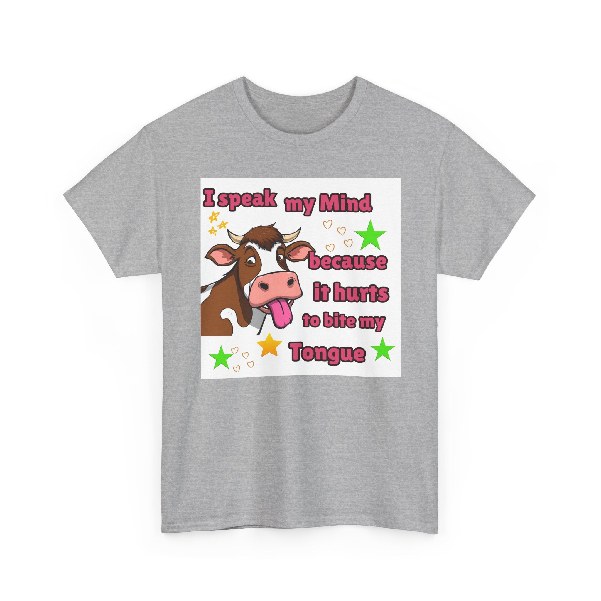 Funny Cow Graphic Tee – "I Speak My Mind Because It Hurts to Bite My Tongue" T‑Shirt
