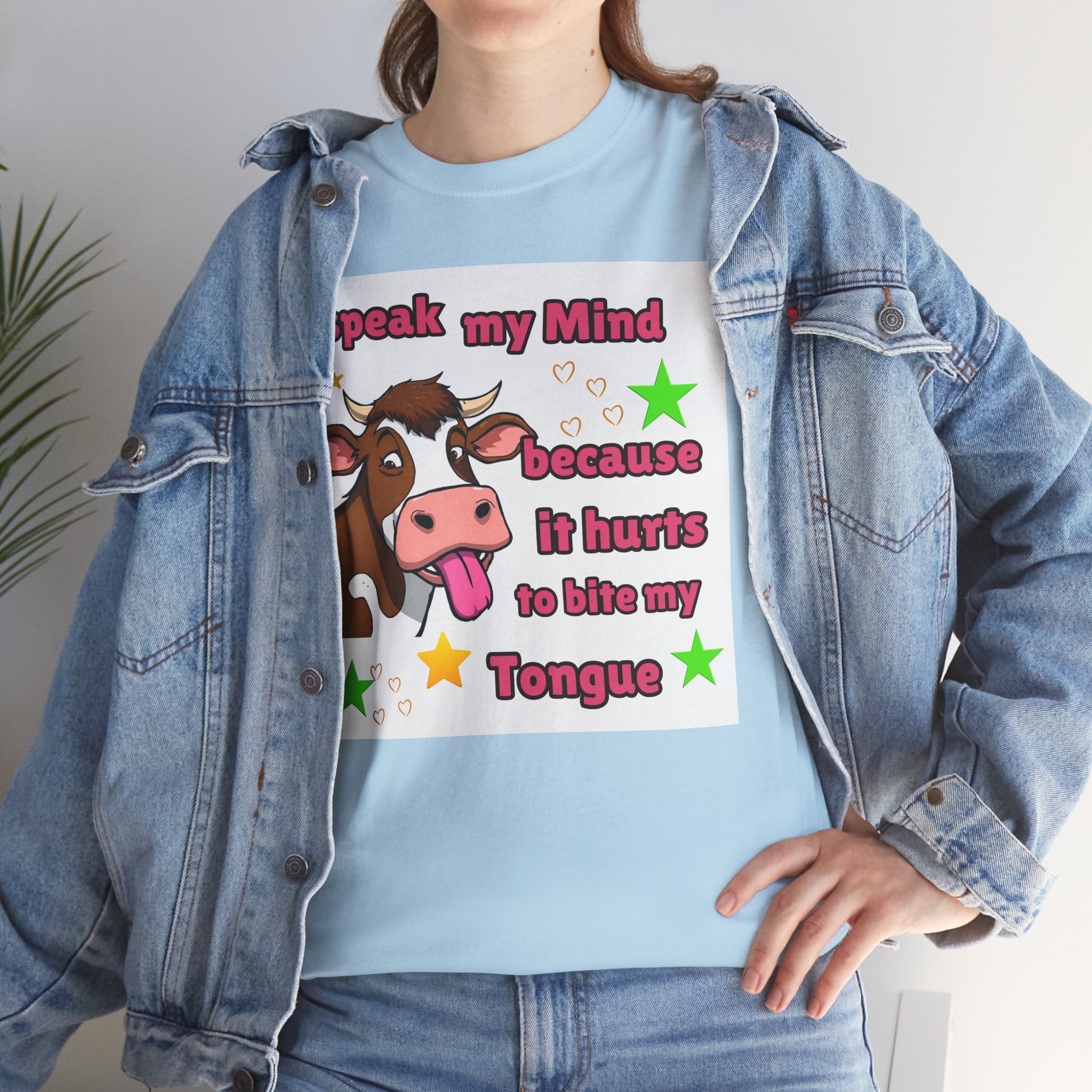 Funny Cow Graphic Tee – "I Speak My Mind Because It Hurts to Bite My Tongue" T‑Shirt