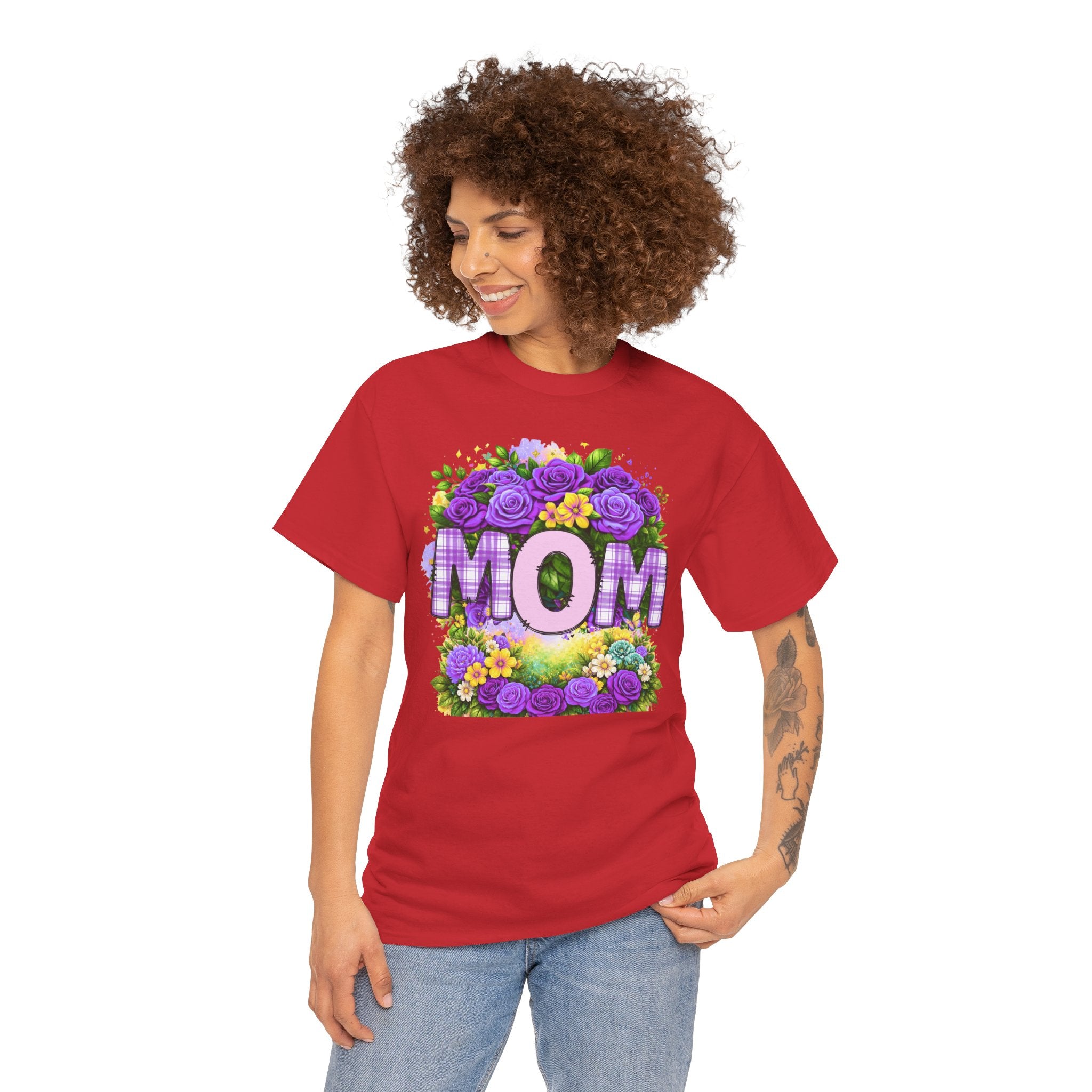Mom Floral Graphic Tee — Purple Rose Mother’s Day Shirt