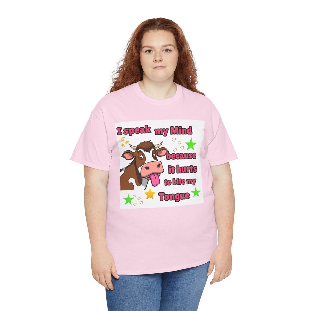 Funny Cow Graphic Tee – "I Speak My Mind Because It Hurts to Bite My Tongue" T‑Shirt