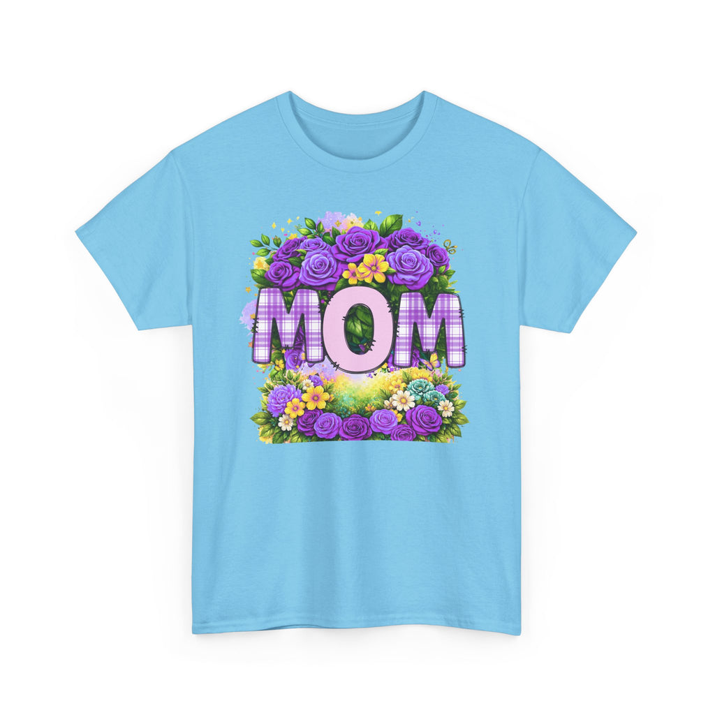 Mom Floral T-Shirt – Purple Roses "MOM" Gift for Mother’s Day