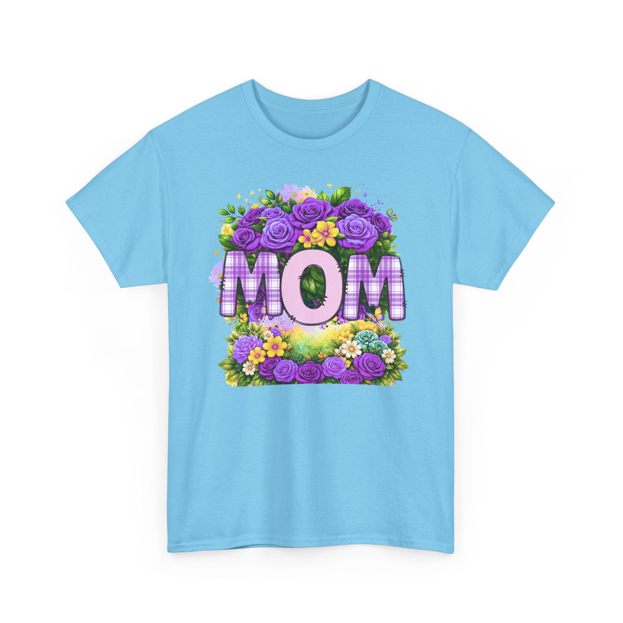 Mom Floral T-Shirt – Purple Roses "MOM" Gift for Mother’s Day