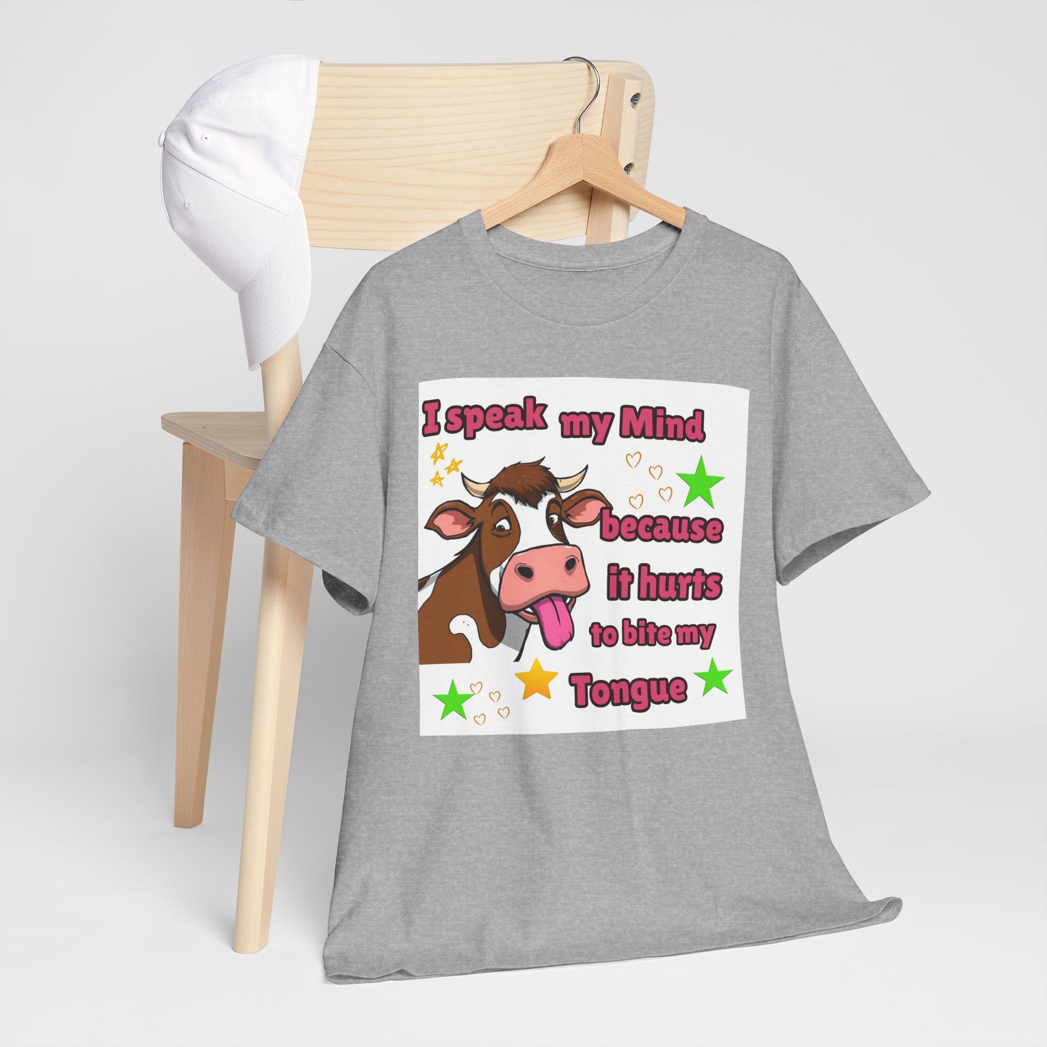 Funny Cow Graphic Tee – "I Speak My Mind Because It Hurts to Bite My Tongue" T‑Shirt