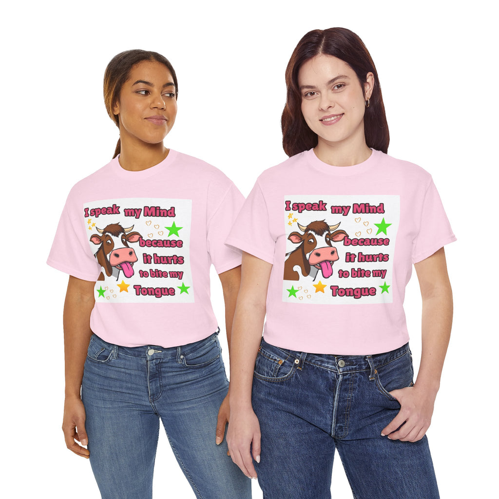 Funny Cow Graphic Tee – "I Speak My Mind Because It Hurts to Bite My Tongue" T‑Shirt