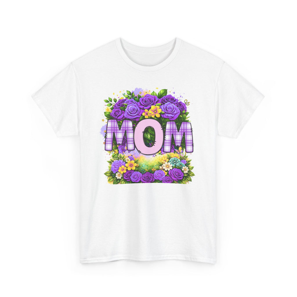 Mom Floral T-Shirt – Purple Roses "MOM" Gift for Mother’s Day