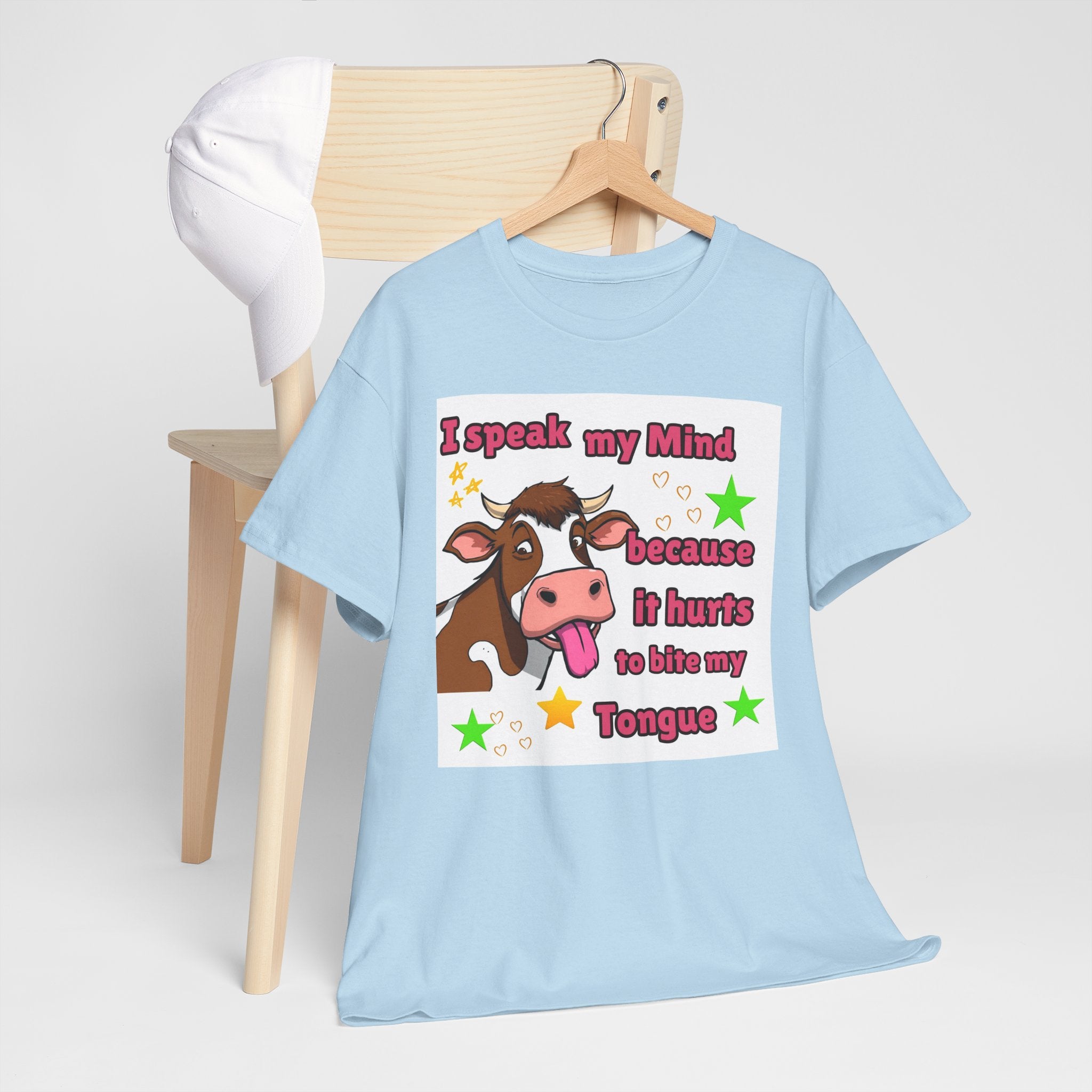 Funny Cow Graphic Tee – "I Speak My Mind Because It Hurts to Bite My Tongue" T‑Shirt