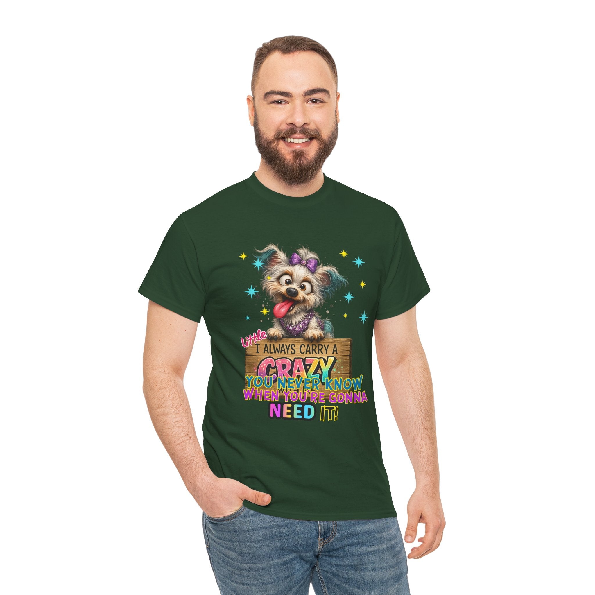 Dog Lover T-Shirt - "I Always Carry a Crazy Dog Mom" Cute Puppy Graphic Tee