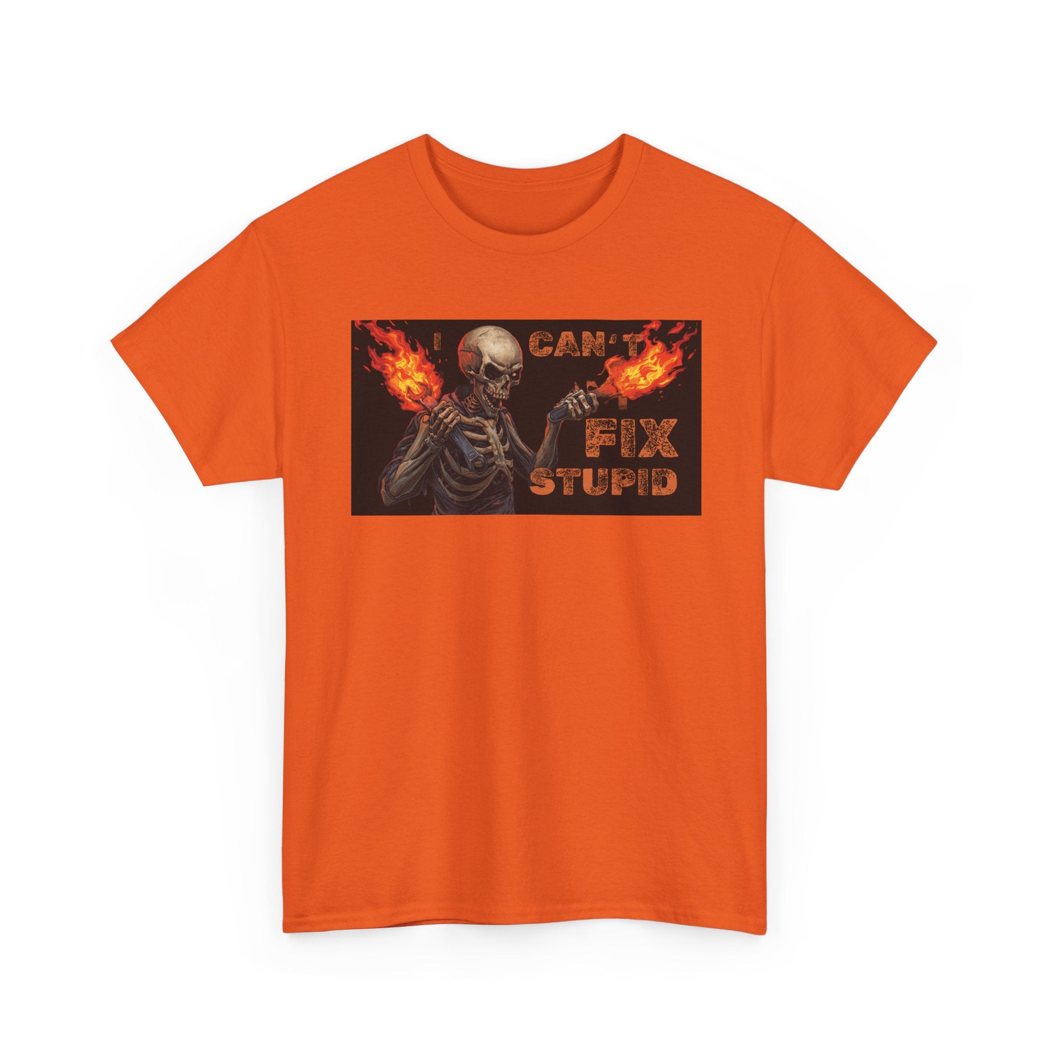 Funny Skeleton 'Can't Fix Stupid' Graphic Tee - Dark Humor Casual T-Shirt