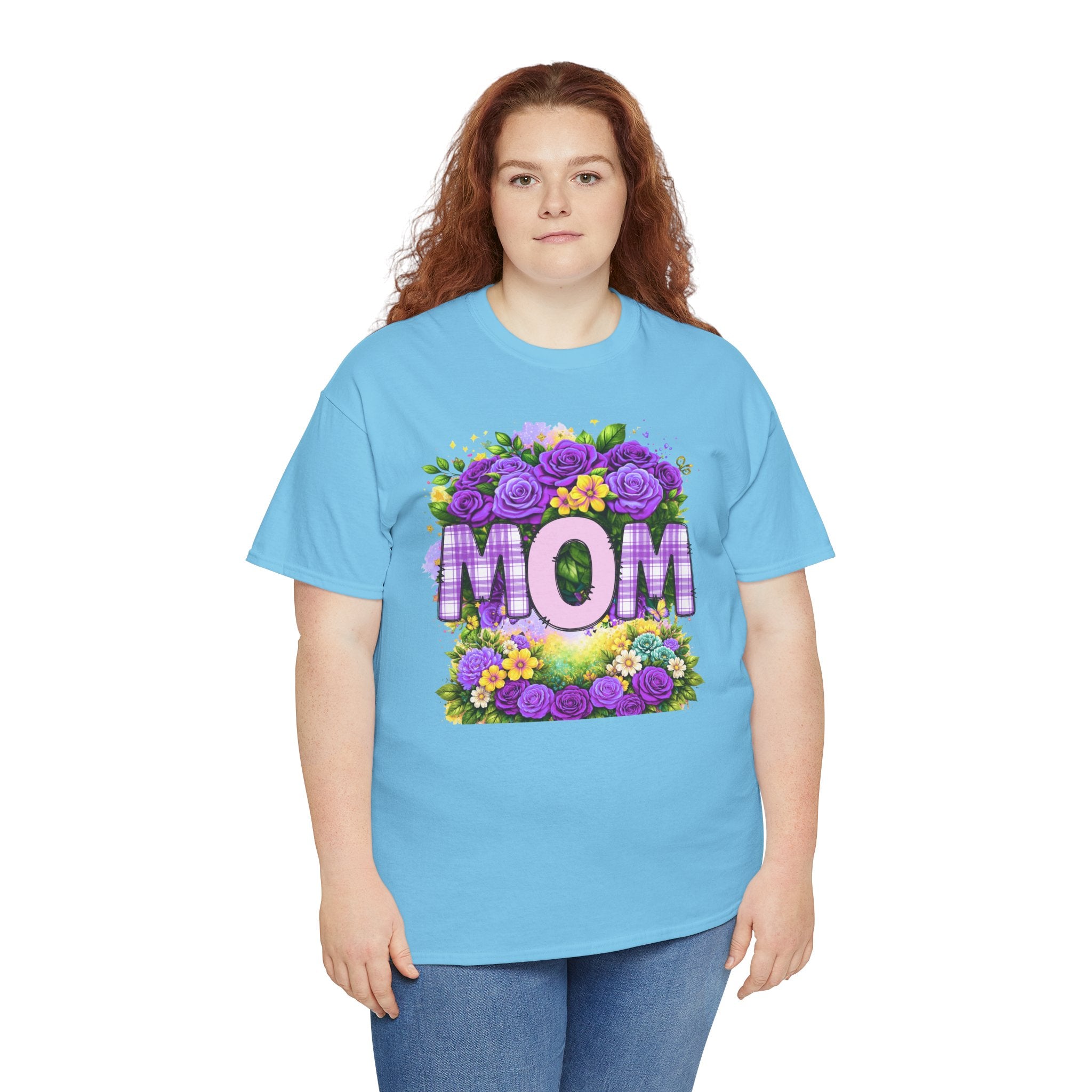 Mom Floral T-Shirt – Purple Roses "MOM" Gift for Mother’s Day
