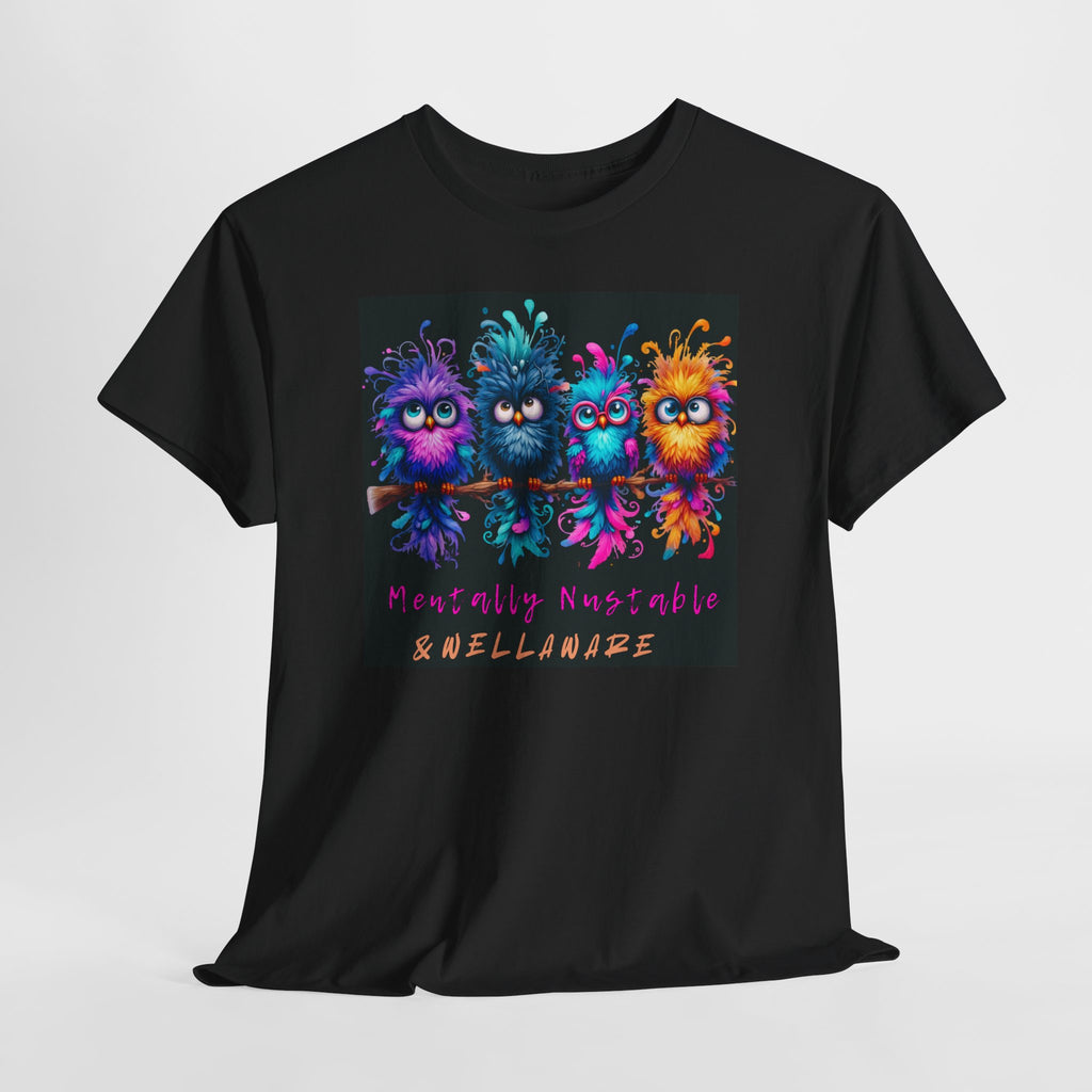 Mentally Negotiable Spellbinders T-Shirt — Colorful Cute Bird Wizards Graphic Tee