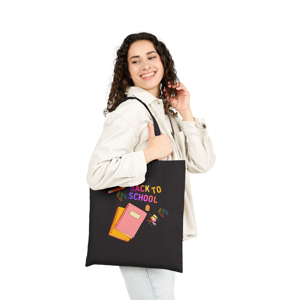 Back to School Canvas Tote — Student Notebook & Pencil Eco Shopper