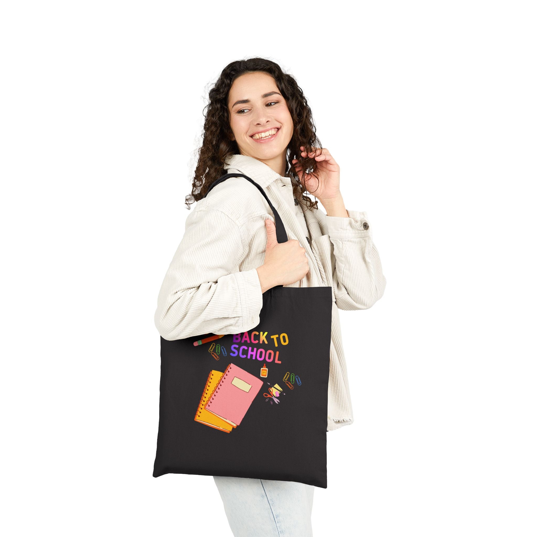 Back to School Canvas Tote — Student Notebook & Pencil Eco Shopper