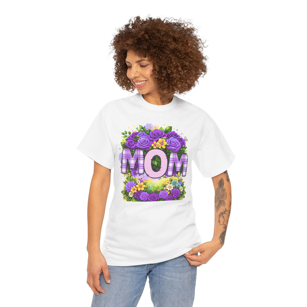 Mom Floral Graphic Tee — Purple Rose Mother’s Day Shirt