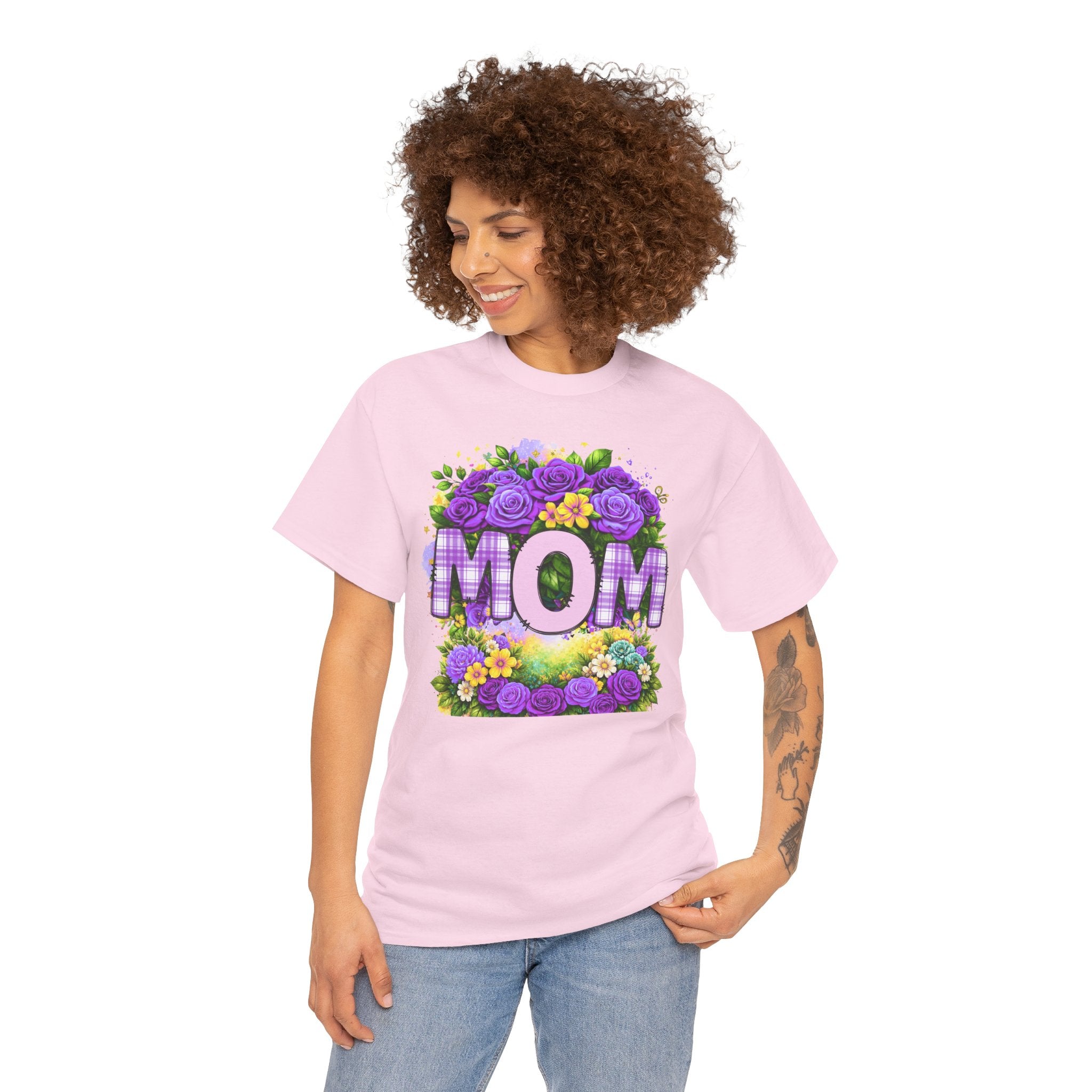 Mom Floral Graphic Tee — Purple Rose Mother’s Day Shirt