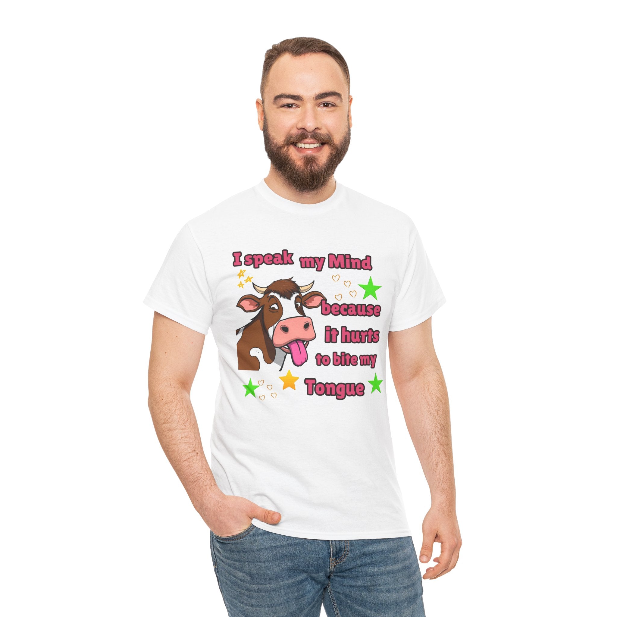Funny Cow Graphic Tee – "I Speak My Mind Because It Hurts to Bite My Tongue" T‑Shirt