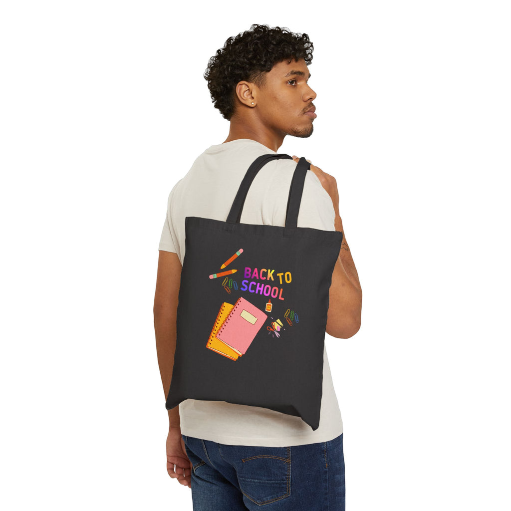 Back to School Canvas Tote — Student Notebook & Pencil Eco Shopper