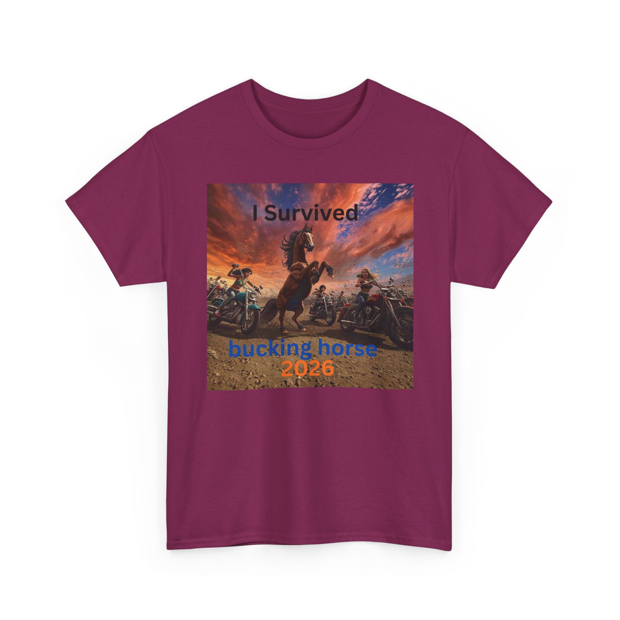 I Survived Bucking Horse 2026 T‑Shirt — Rodeo Cowboy Graphic Tee