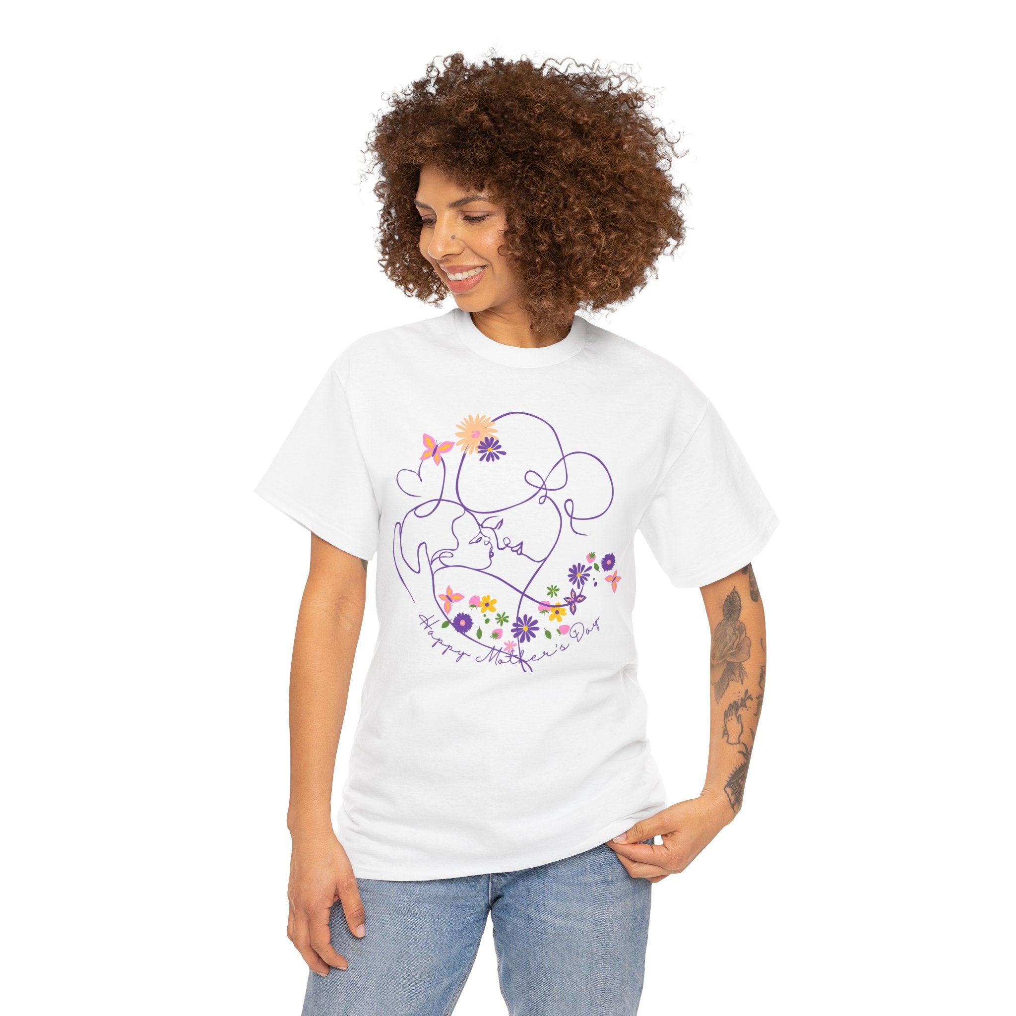 Floral Love Line Art Tee — "Start Anew" Flower Graphic T‑Shirt