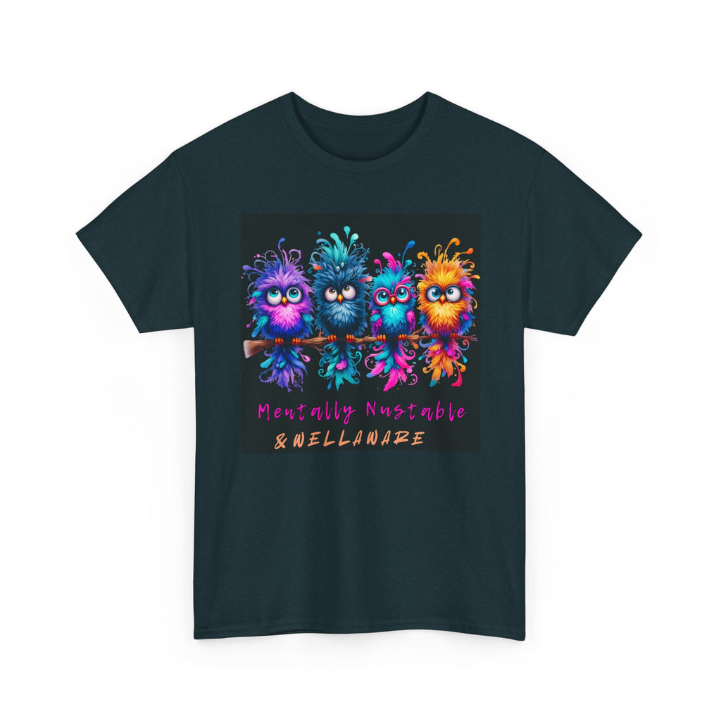 Cute Psychedelic Monster Tee — "Mentally Nourished" Colorful Fuzzy Creatures