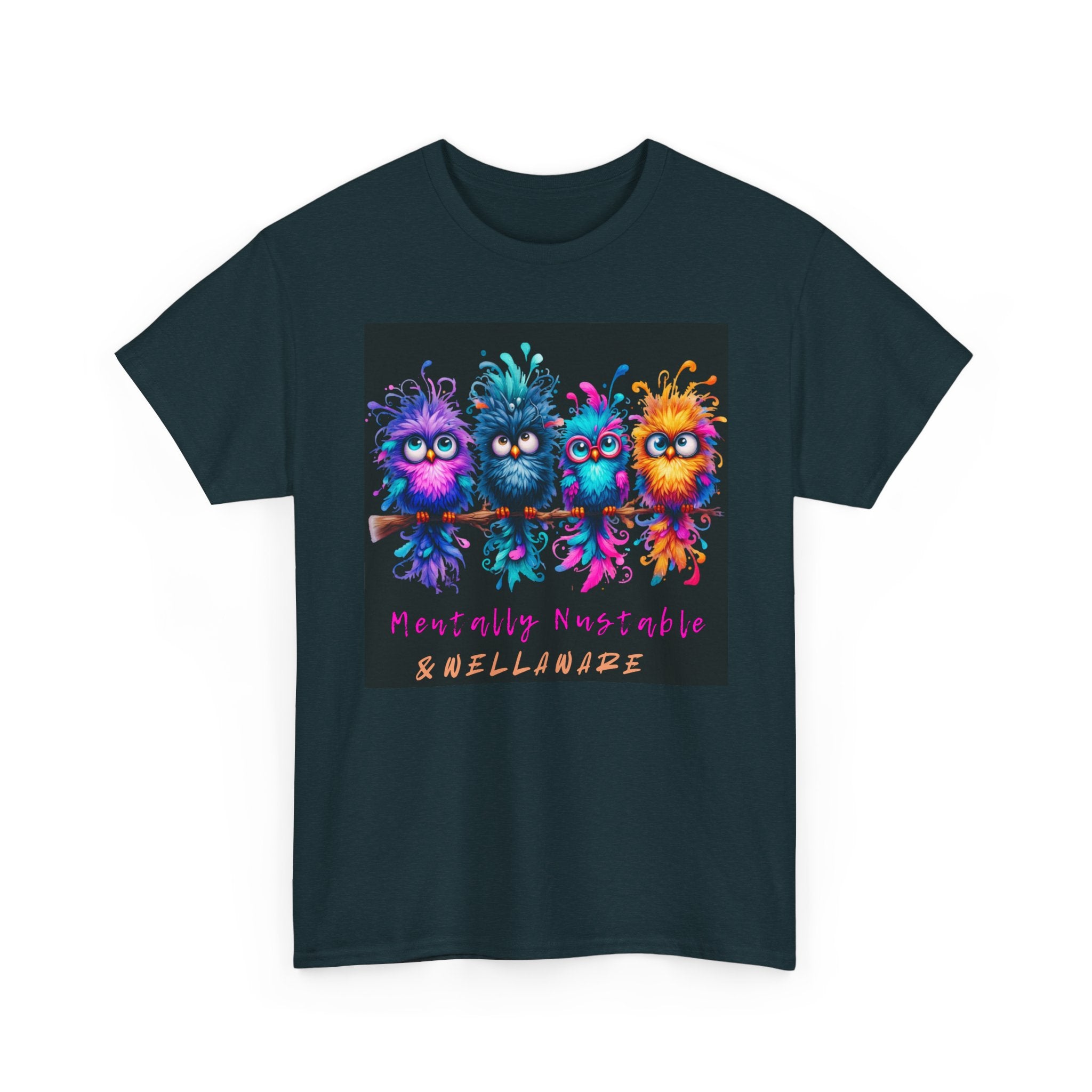 Cute Psychedelic Monster Tee — "Mentally Nourished" Colorful Fuzzy Creatures