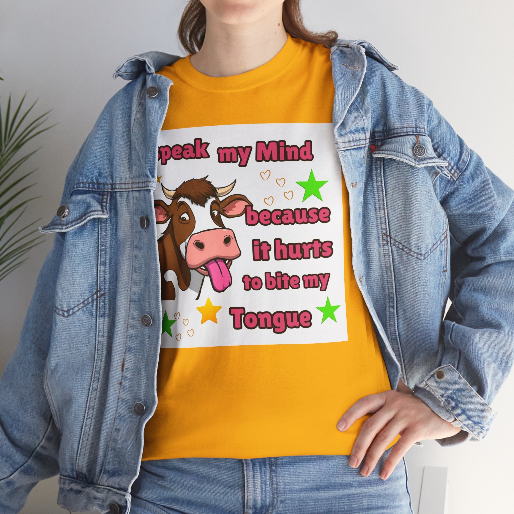 Funny Cow Graphic Tee – "I Speak My Mind Because It Hurts to Bite My Tongue" T‑Shirt