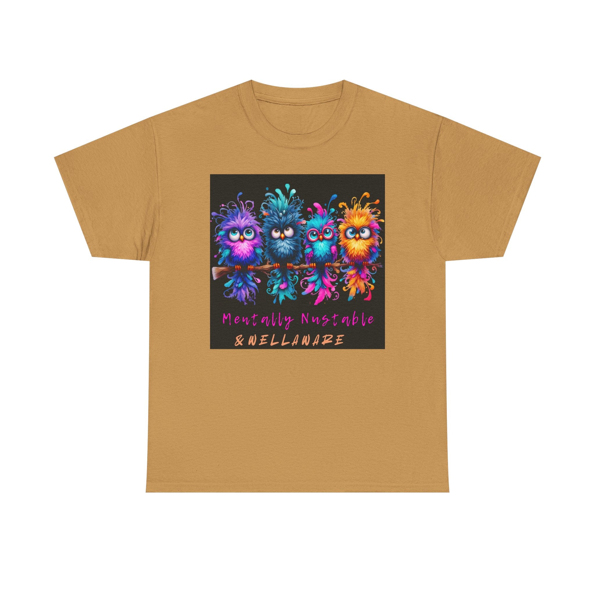 Cute Psychedelic Monster Tee — "Mentally Nourished" Colorful Fuzzy Creatures