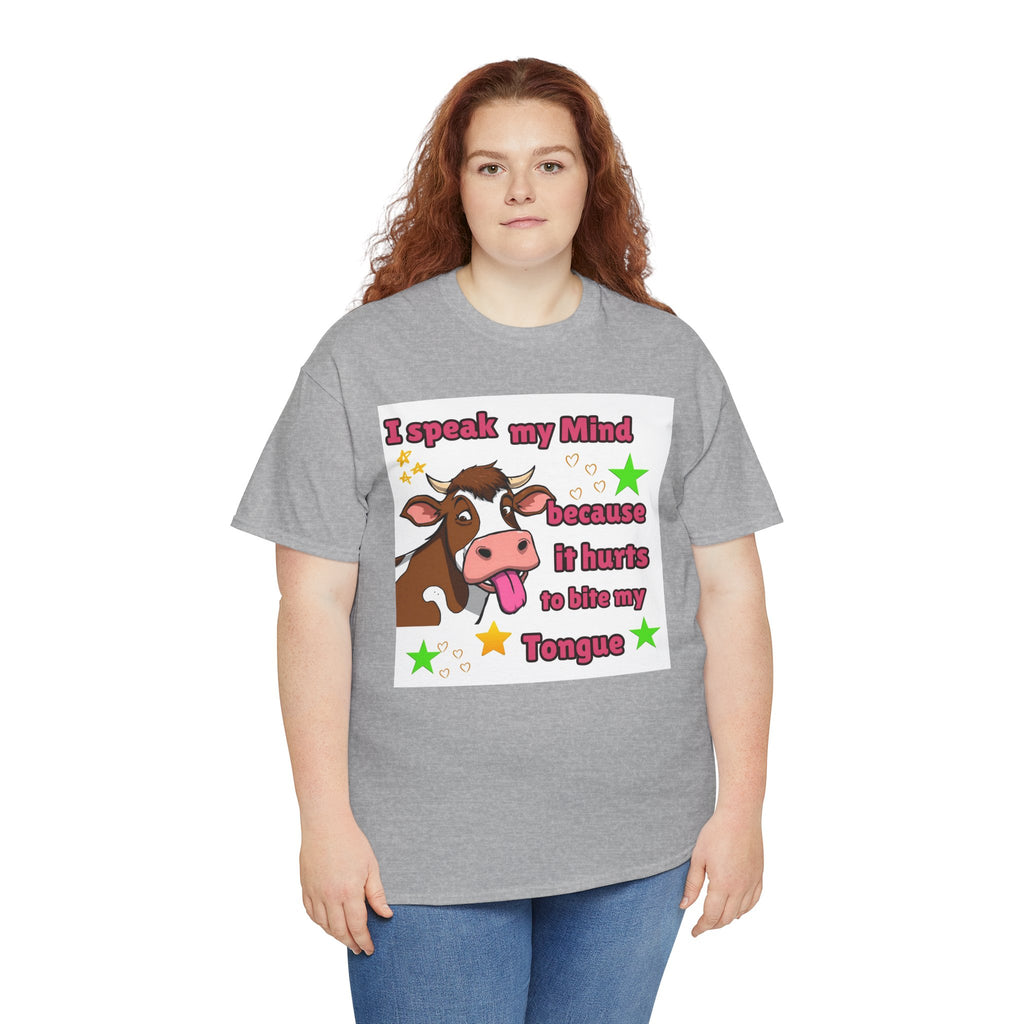 Funny Cow Graphic Tee – "I Speak My Mind Because It Hurts to Bite My Tongue" T‑Shirt