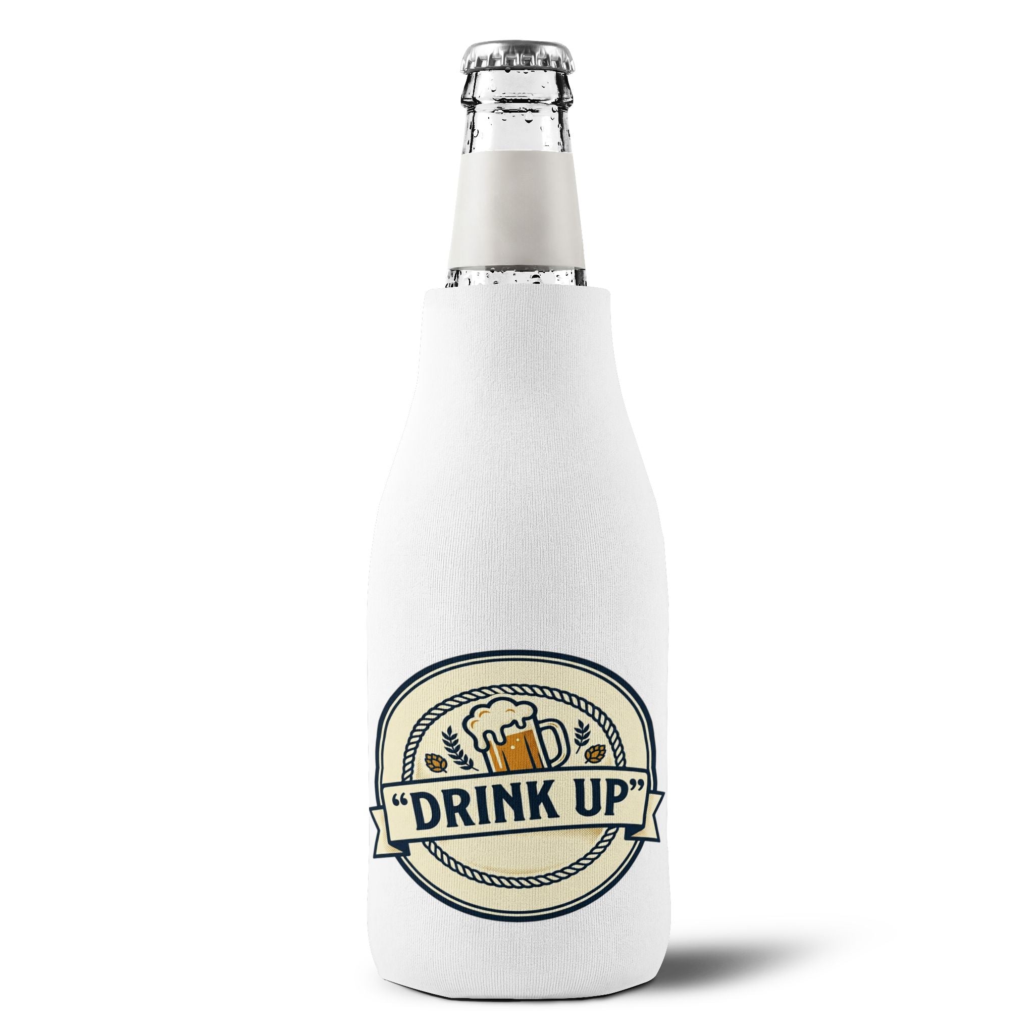 Bottle Cooler Sleeve — 'Drink Up' & 'Cheers' Zip-Up Insulated Koozie