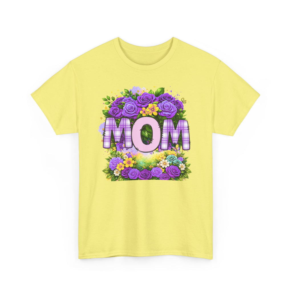 Mom Floral T-Shirt – Purple Roses "MOM" Gift for Mother’s Day