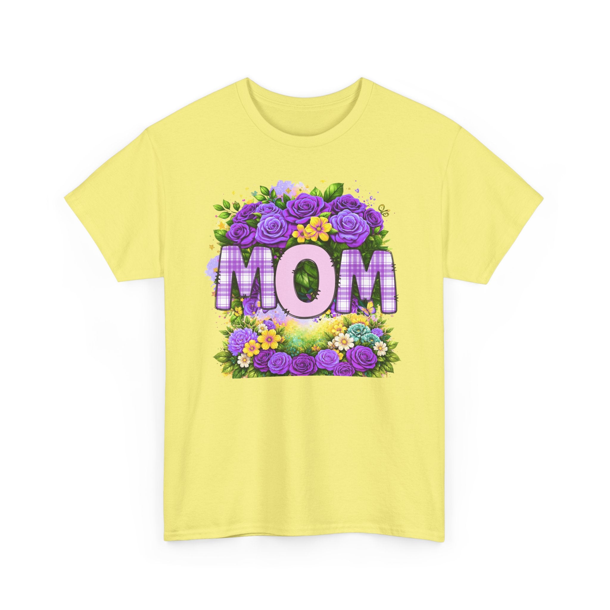 Mom Floral T-Shirt – Purple Roses "MOM" Gift for Mother’s Day