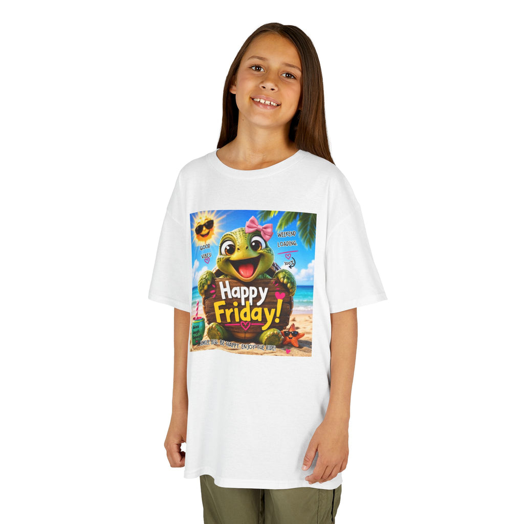 Happy Friday Kids Tee — Cute Frog Beach Graphic Shirt