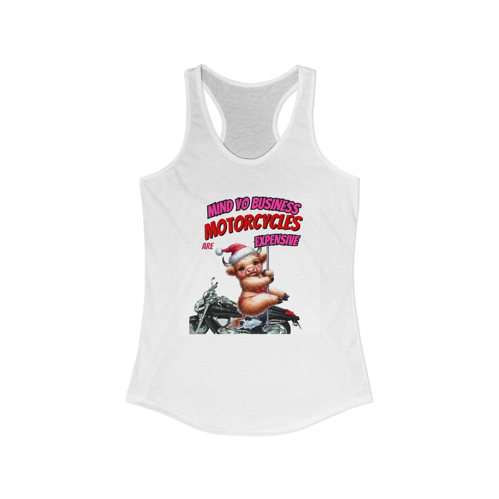funny  girl cow swing on a pole  mind your business/ Women's Ideal Racerback Tank