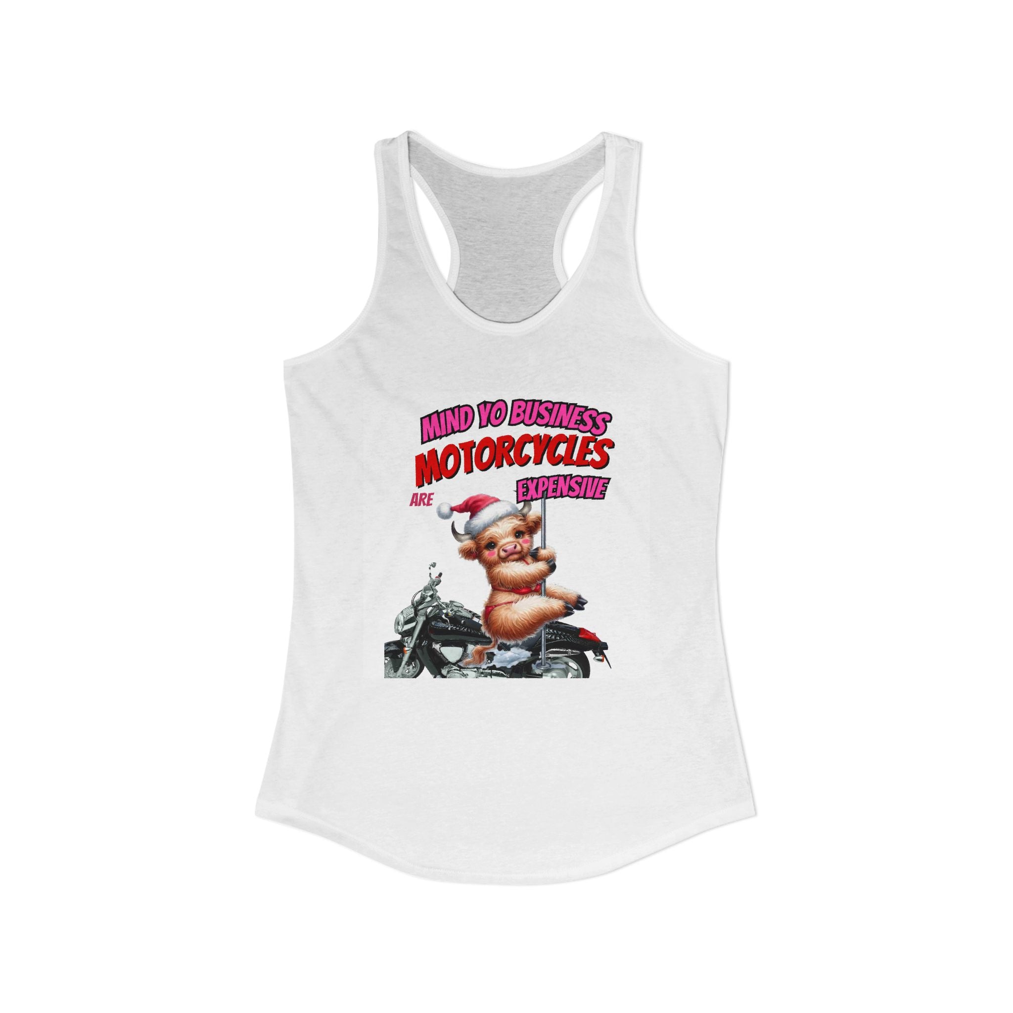 funny  girl cow swing on a pole  mind your business/ Women's Ideal Racerback Tank